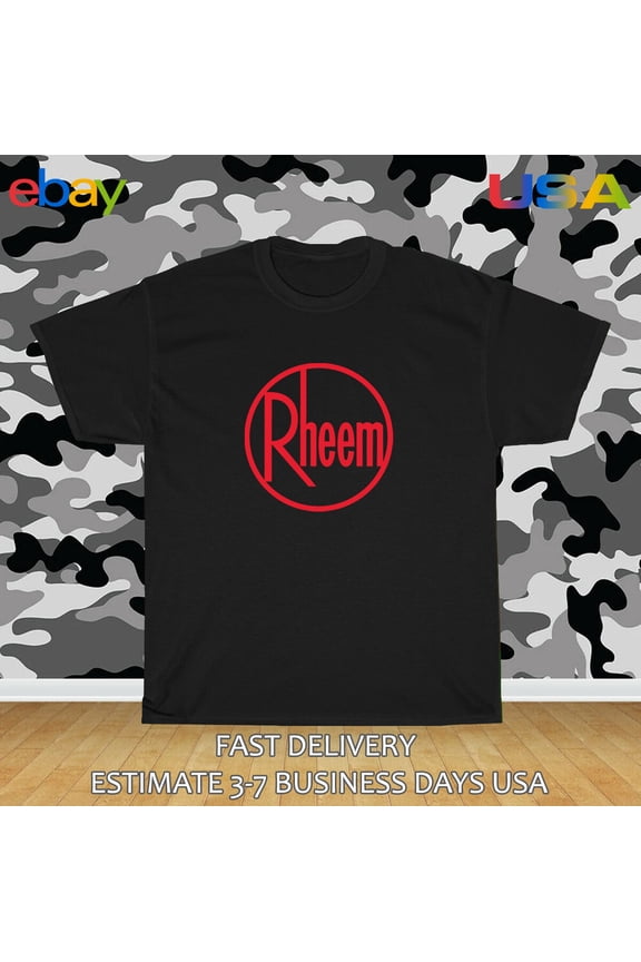 Reprint Rare Rheem Water Heaters Logo Men's T-Shirt American Size T-Shirt