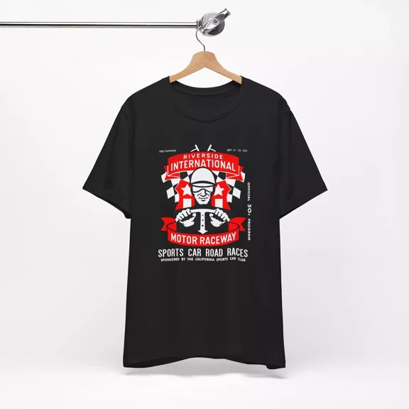 Reprint Rare Riverside International Motor Raceway T-Shirt, First Race 1957 Program Racing