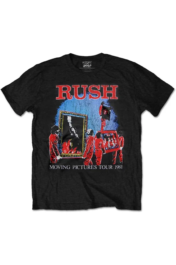 Reprint Rare Rush Moving Pictures Tour Black T-Shirt NEW OFFICIAL