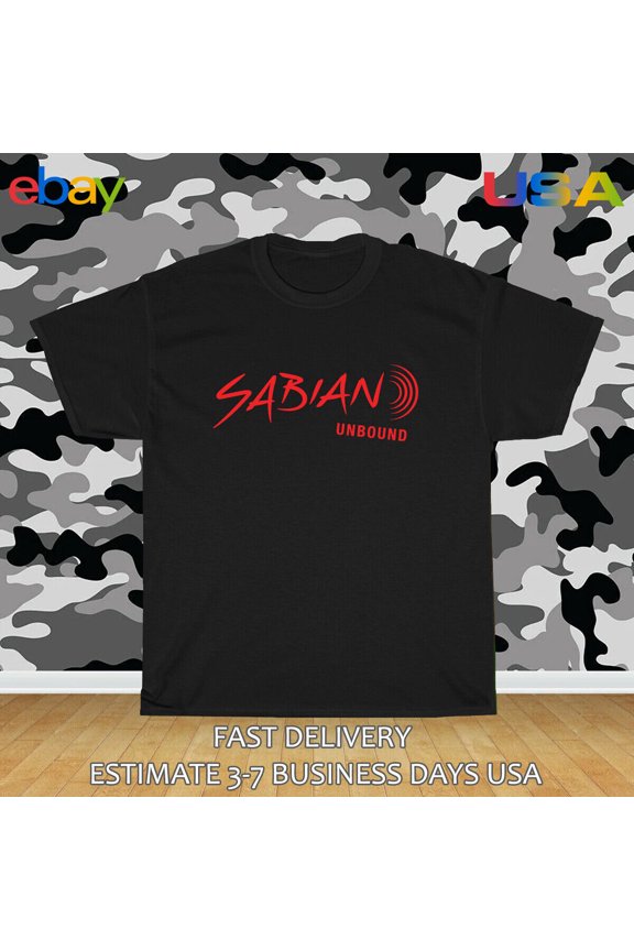 Reprint Rare SABIAN Cymbals Logo Men's T-Shirt American Size T-Shirt