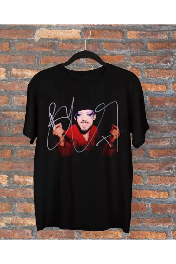 Reprint Rare SALE VTG Boy George signed T-shirt Black Unisex All Sizes S to 5Xl