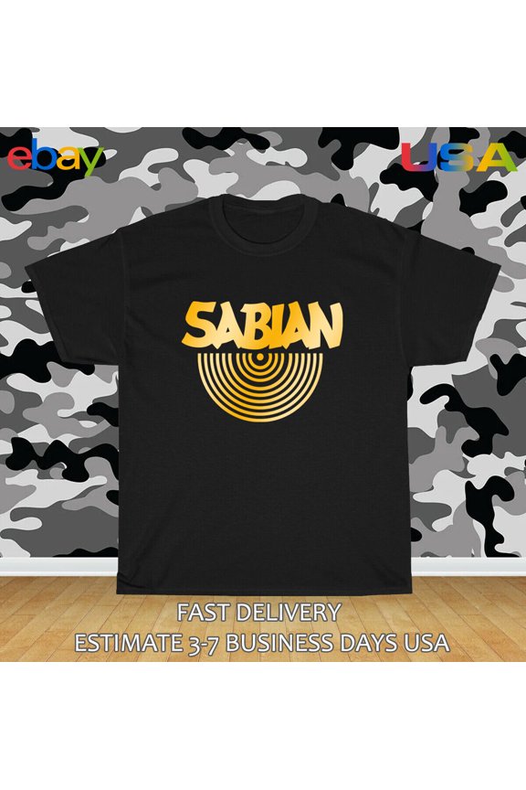 Reprint Rare Sabian Drums Old Logo Men's T-Shirt American Size T-Shirt