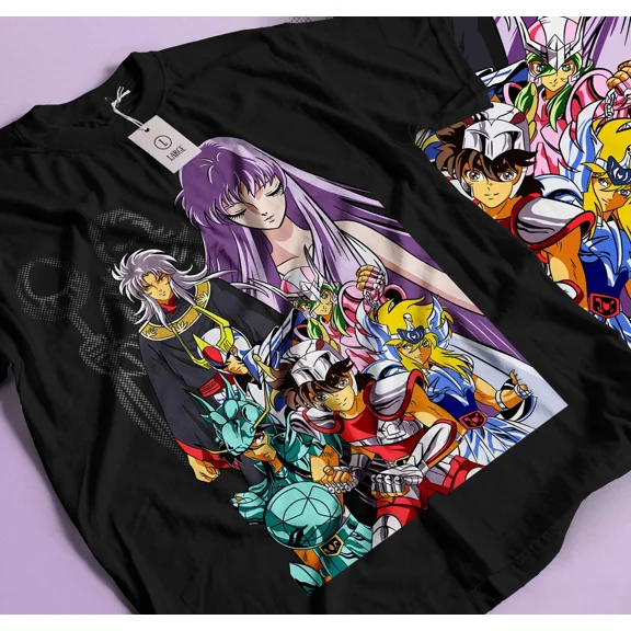 Reprint Rare Saint Seiya T-shirt knights Of the Zodiac Hyoga Ikki Anime Shun Shirt Size 331