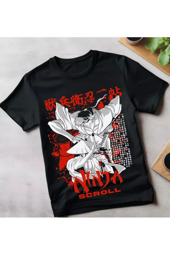 Reprint Rare Samurai Champloo T-Shirt Horror Anime Walk Mugen Jin Fuu Kasumi Scrol Gift