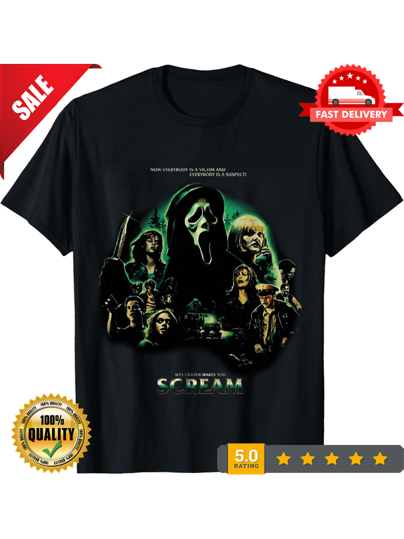 Reprint Rare Scream Ghostface 90S Halloween Horror Movie Vintage Graphic Design T-Shirt, NEW INSTOCK-TH75837