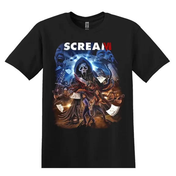 Reprint Rare Scream VI Horror T-Shirt Black S-3XL