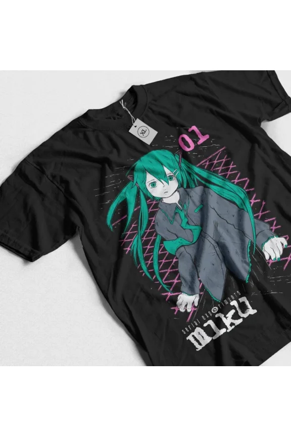 Reprint Rare Serial Experiments Lain T-Shirt lain miku Shirt Anime Manga Gift Unisex Shirt