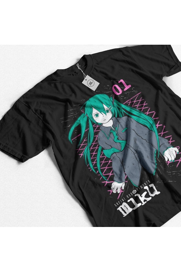 Reprint Rare Serial Experiments Lain T-Shirt lain miku Shirt Anime Manga Gift Unisex Shirt