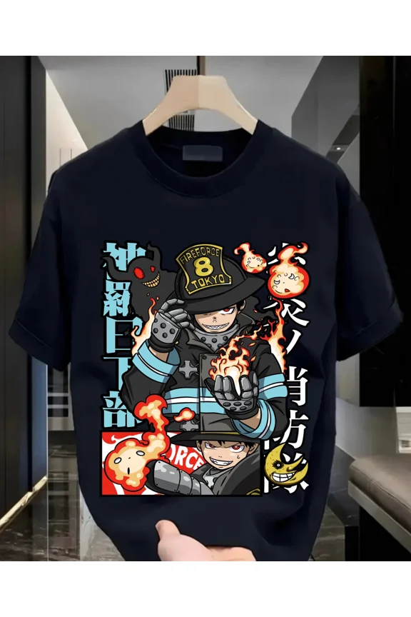 Reprint Rare Shinra T-shirt Fire Force Skitaru Shonen Tamaki Fire Ffighters Benimar Shirt