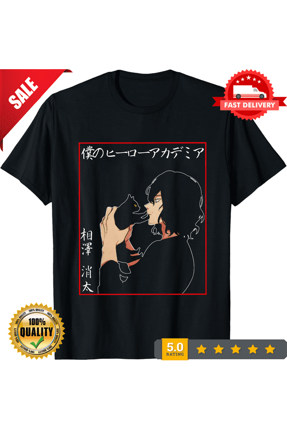 Reprint Rare Shouta Aizawa,Aizawa with Cute Cat,Manga,BNHA, Boku no Hero new Unisex T-shirt, NEW INSTOCK-TH78553