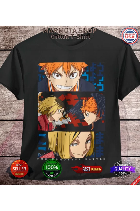 Reprint Rare Shoyo Haikyu T-Shirt Dumpster Battle Kenma Anime Tee Japanese Shirt Volleyball