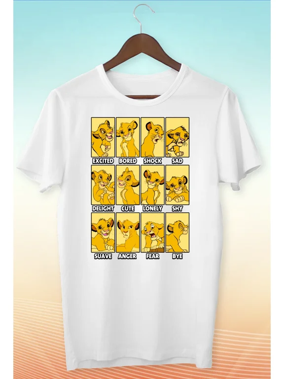 Reprint Rare Simba Moods Short Sleeve White-Black Men's / Women's T Shirt C569
