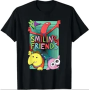 Reprint Rare Smiling Friends Crawling Character Collage Cartoon T-Shirt