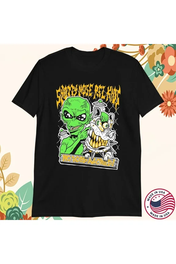 Reprint Rare Snotty Nose Rez Kids Here For The Rager Alien T-shirt SEG_243