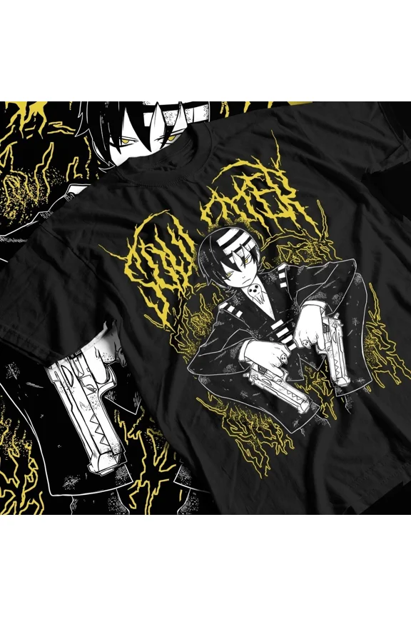 Reprint Rare Soul Eater T-Shirt Death the Kid Japanese Anime Black Star Gift Shirt All Size