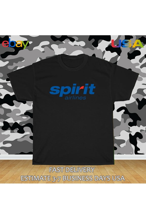 Reprint Rare Spirit Airlines Logo Men's T-Shirt American Size T-Shirt