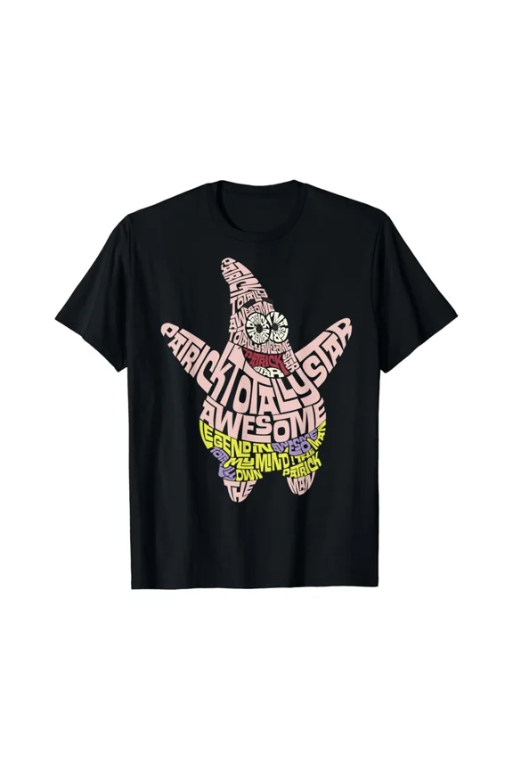 Reprint Rare SpongBob SquarePants Patrick Star Totally Awesome Text Body T-Shirt