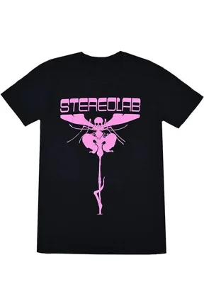 Stereolab Space Moth Black Cotton T-Shirt