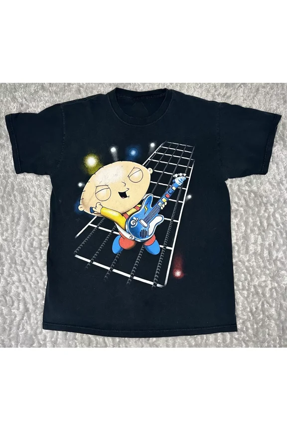 Reprint Rare Stewie Family Guy Guitar Hero T-Shirt Unisex Cotton Tee All Size S-4XL UR176