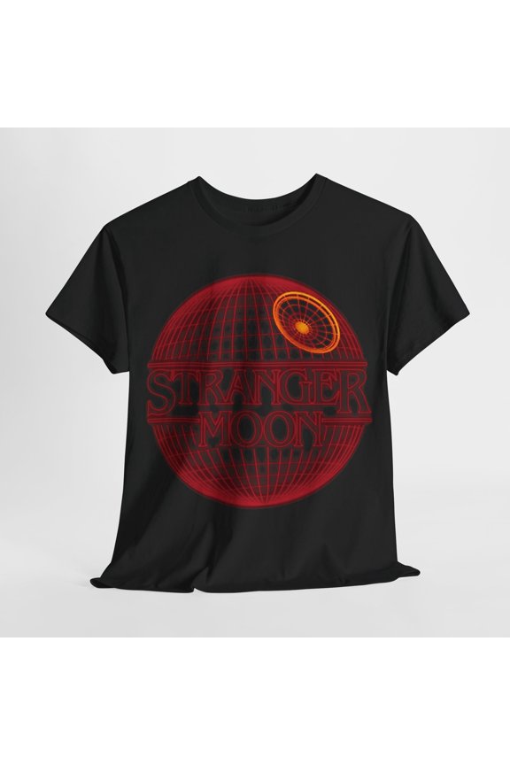 Reprint Rare Stranger Moon T-Shirt: Bold Death Star Design with Retro 80´s Vibes & Style!