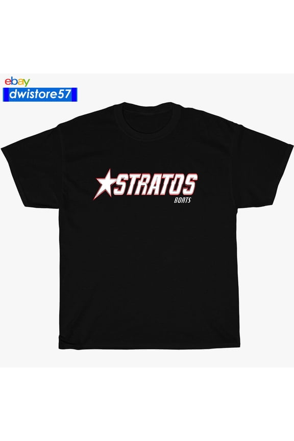 Reprint Rare Stratos Boat Racing Performance Logo Black/Navy/White/Grey Men's T-Shirt S-5XL