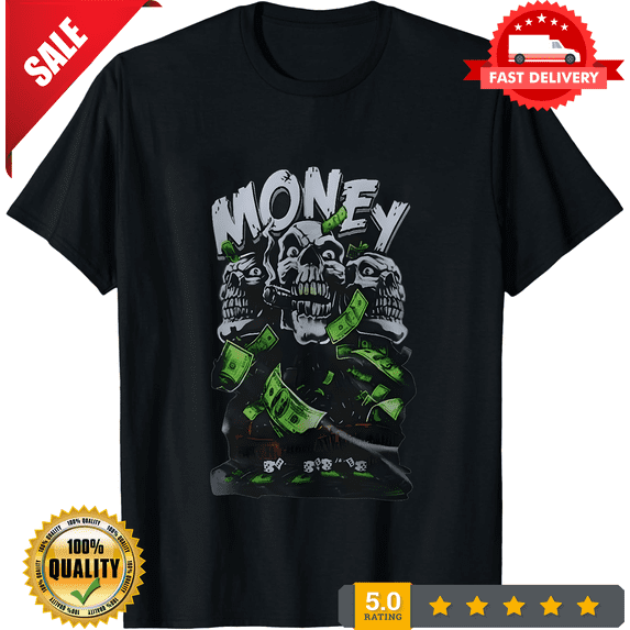 Reprint Rare StreetWear Design Money Graphic Print T-Shirt Unisex S M L XL 2 3 4 XL, ULTRA LIMITED-TH79458