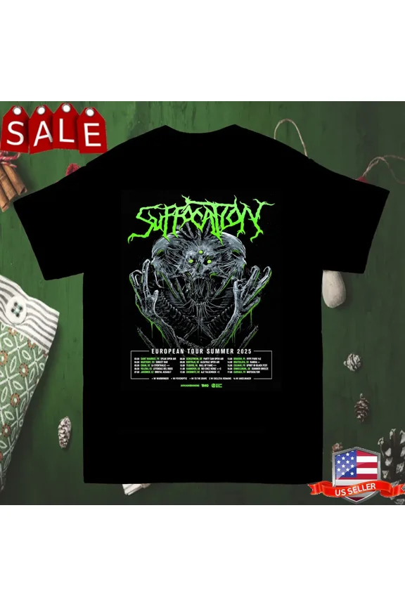 Reprint Rare Suffocation Band European summer festival tour Cotton T Shirt Full Size S-5XL