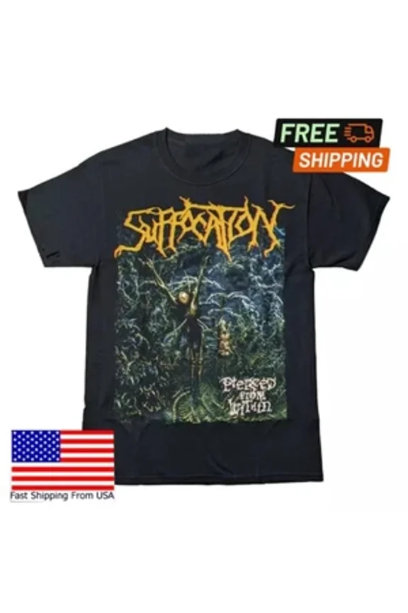 Reprint Rare Suffocation Pierced From Within T-Shirt Short Sleeve Black Men S to 2345XL
