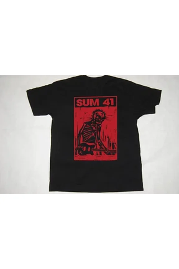 Reprint Rare Sum 41 Band Concert Music Black T-Shirt Cotton Unisex S-5XL