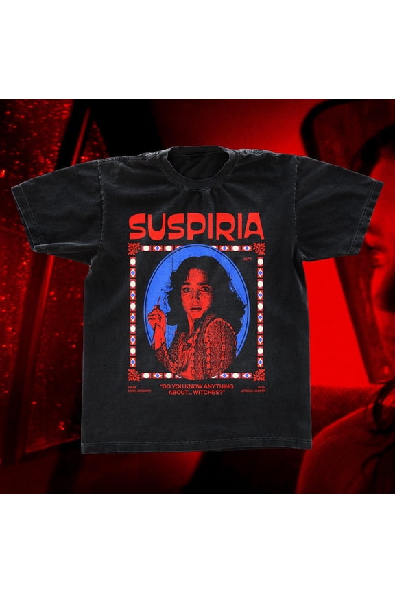 Reprint Rare Suspiria 1977 t-shirt, retro horror movie teeshirt, classic black UNISEX Shirt