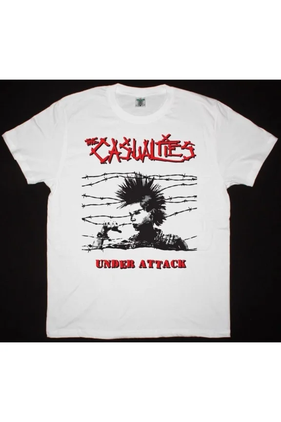 Reprint Rare THE CASUALTIES UNDER ATTACK NEW WHITE T SHIRT TE7733