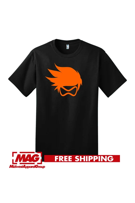Reprint Rare TRACER SILHOUETTE T-SHIRT Overwatch Videogame Blizzard TRCR Shirt Tee Hero Hots