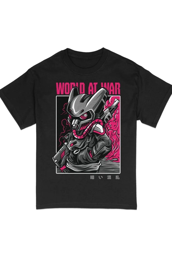 Reprint Rare Tactical Robot Warrior T-Shirt, Cyberpunk Military Style Tee, Sci-Fi Gaming #26