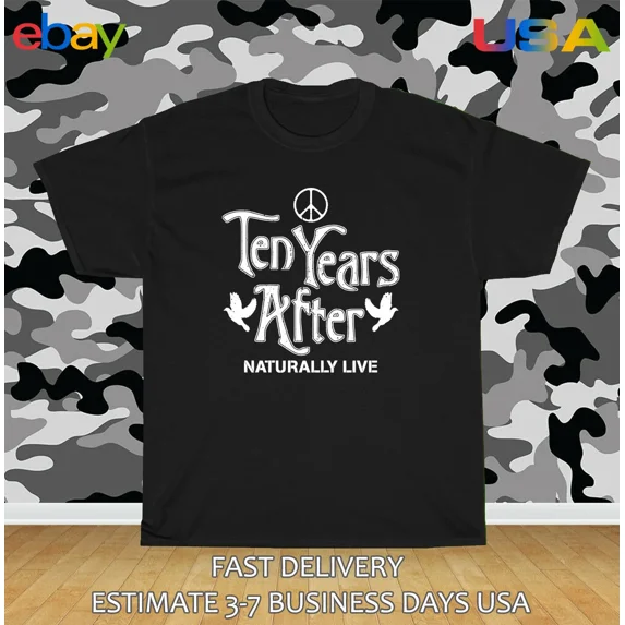 Reprint Rare Ten Years After Naturally Live Logo Men's T-Shirt American Size T-Shirt