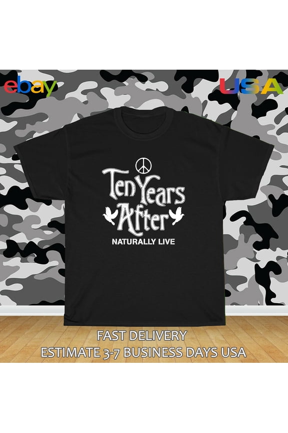 Reprint Rare Ten Years After Naturally Live Logo Men's T-Shirt American Size T-Shirt