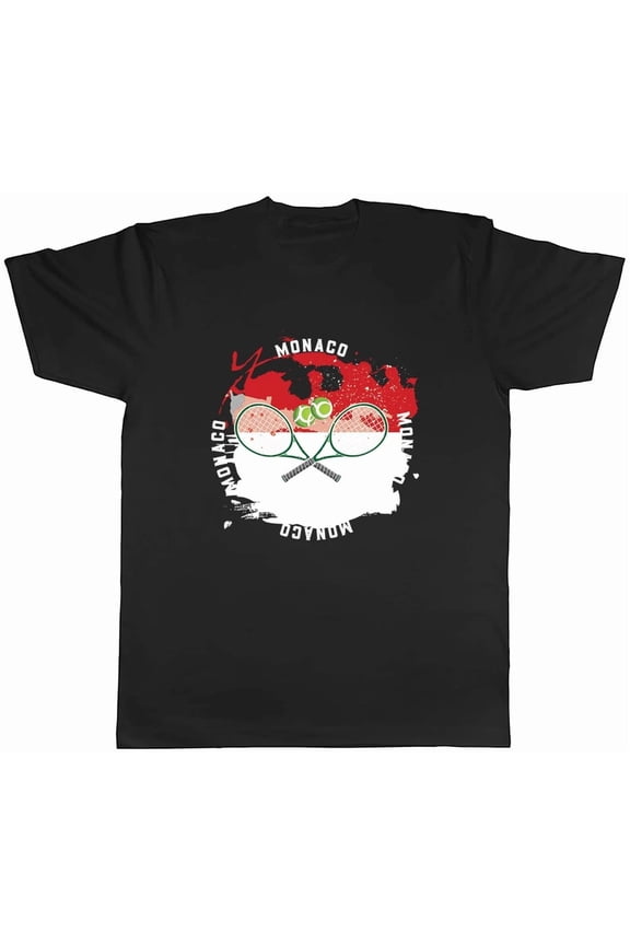 Reprint Rare Tennis Sports With Monaco Flag Mens Unisex T-Shirt Tee Gift