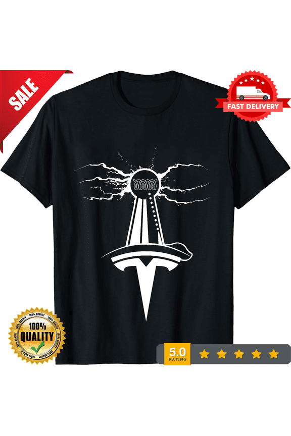 Reprint Rare Tesla Motors T-shirt Tee Electric Model S Roadster Car Free shipping, ULTRA LIMITED-TH75137
