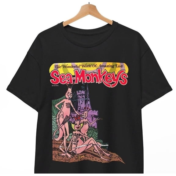 Reprint Rare The Amazing live Sea-Monkeys T-Shirt, 60s 70s Comic Books Mid Century New Unisex