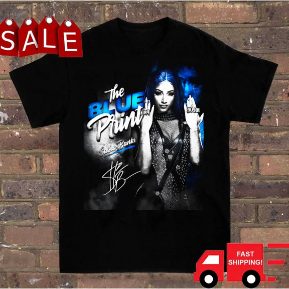 Reprint Rare The Blue Print Sasha Banks Shirt Short Sleeve Black Unisex Size S-5XL ND1225