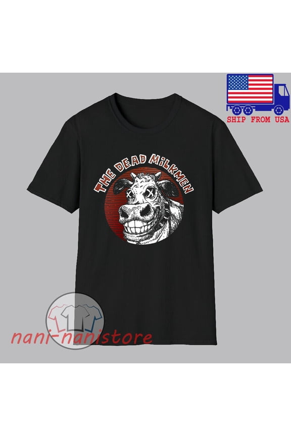 Reprint Rare The Dead Milkmen Cow Men's Black T-shirt Size S-5XL