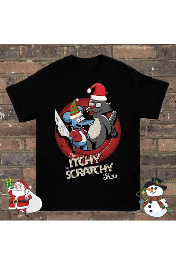 Reprint Rare The Itchy & Scratchy Christmas T-shirt Cotton For men Women All Size S-4XL NA034