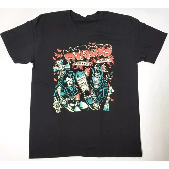 Reprint Rare The METEORS T-shirt Psychobilly Rock Band Adult Men's DD08