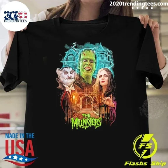 Reprint Rare The Munsters Greetings Tee T-shirt Black Cotton S-5XL OM832