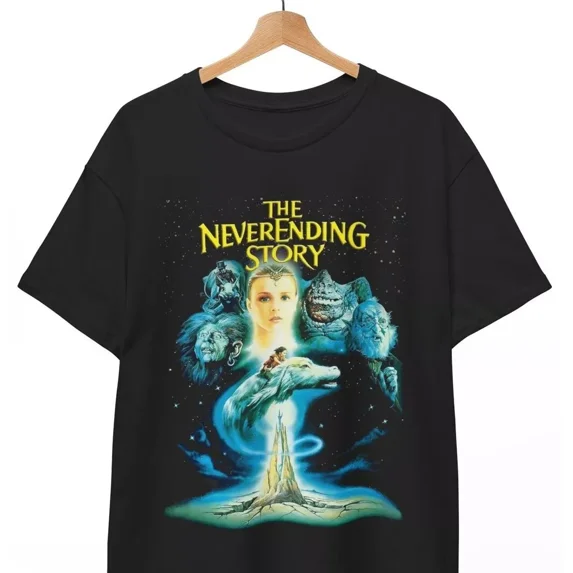 Reprint Rare The Neverending Story T-Shirt, Retro movie Black Unisex Tee Size S-5XL