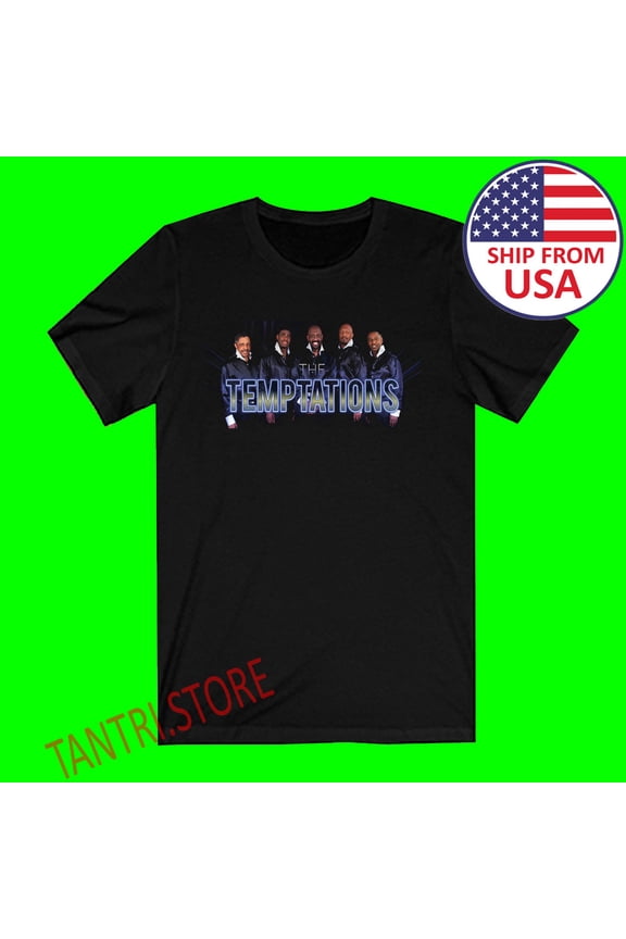 Reprint Rare The Temptations Men's Black T-Shirt Size S to 3XL