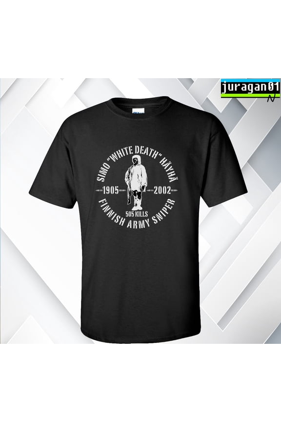 Reprint Rare The White Death Simo Hayha Finnish Logo Black T-Shirt S M L XL 2XL 3XL 4XL 5XL
