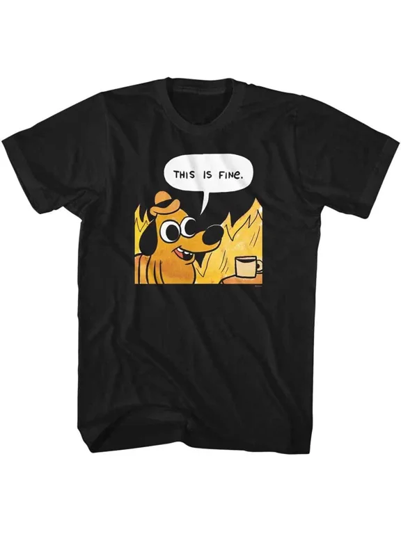 Reprint Rare This Is Fine Cutout Black Meme Shirt
