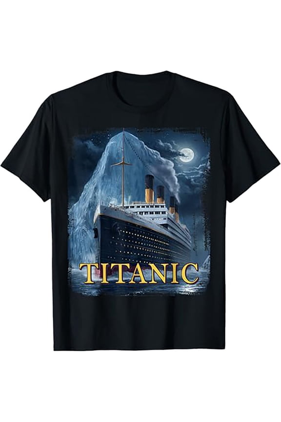 Reprint Rare Titanic Cruise Ship Graphic Hit Iceberg April 15th 1912 T-Shirt
