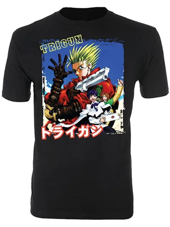 Reprint Rare Trigun Vash Meryl and Milly Screen Print Men's T-Shirt Anime Manga NEW