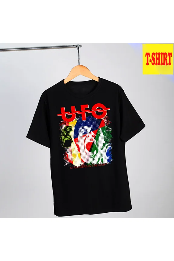 Reprint Rare UFO Band Black T Shirt Size S M L 234XL Cotton Men T1257